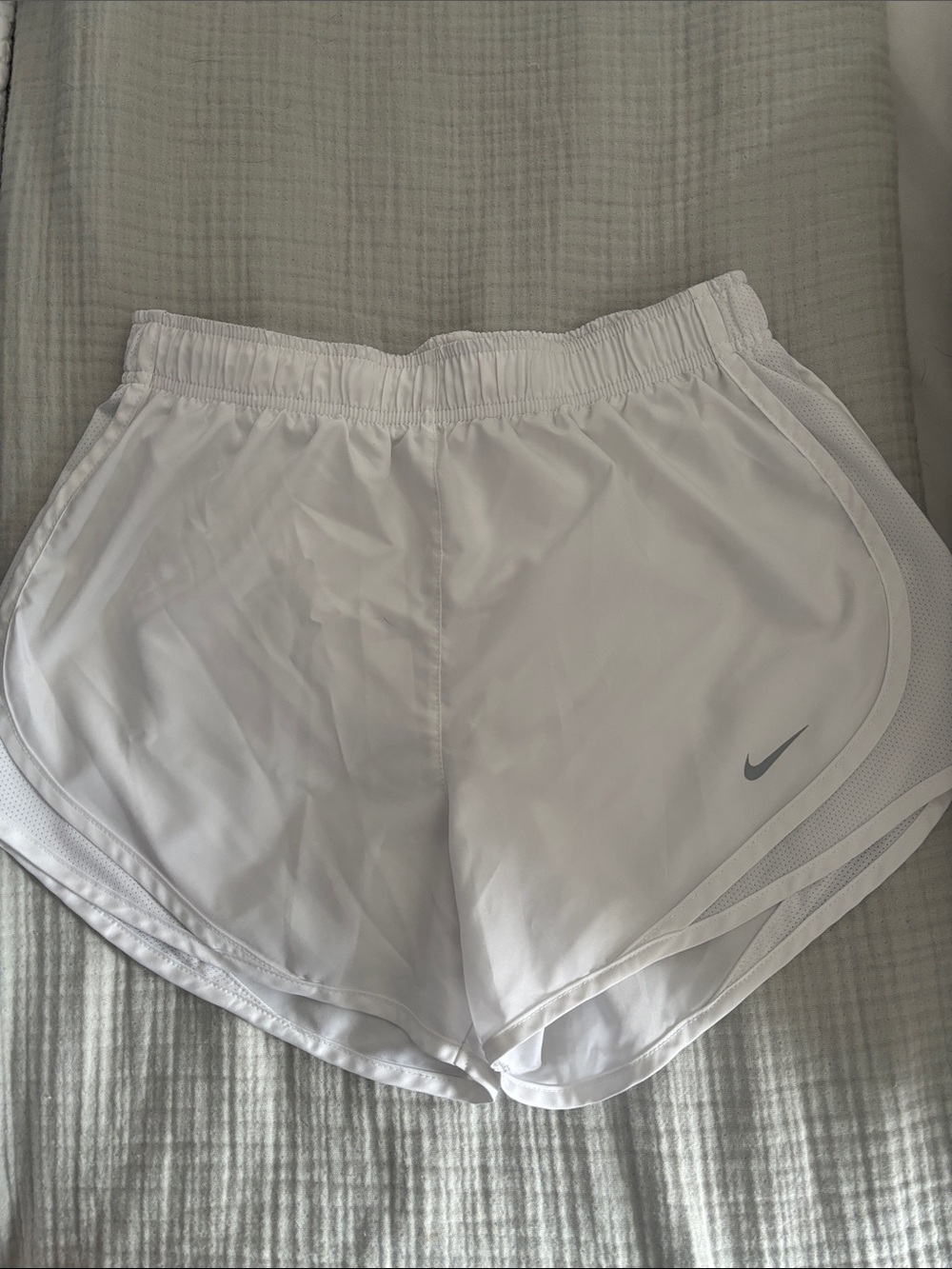 Nike Women's White Athletic Running Shorts with Mesh Trim